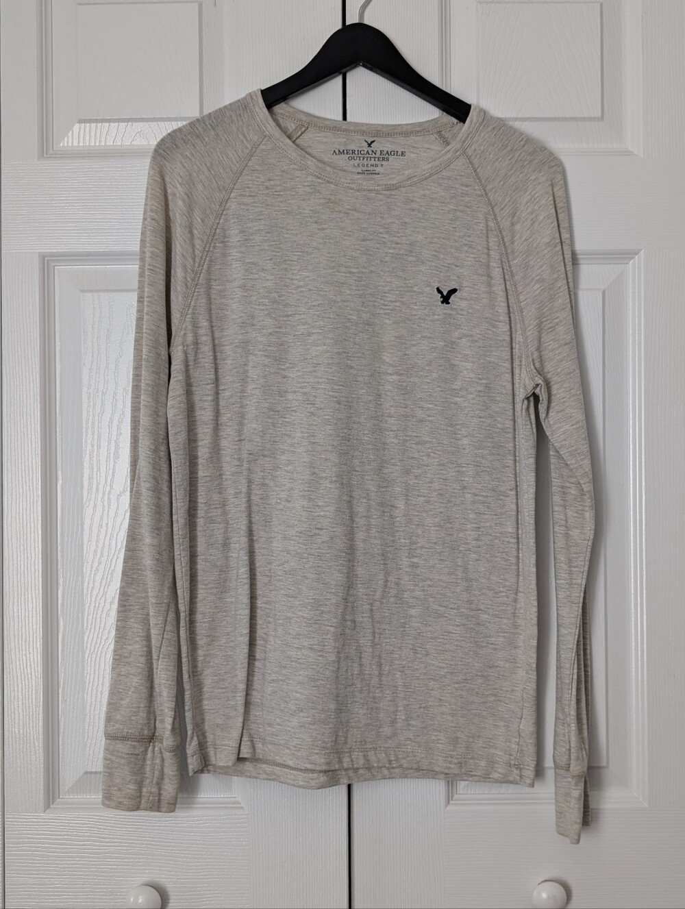 American Eagle Outfitters Men’s Long-Sleeve Crewneck Shirt - Heather Light Gray